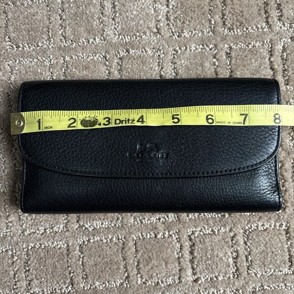 Coach Black Pebbled Leather Folder Over Wallet Pockets Checkbook Credit Card - Picture 10 of 11
